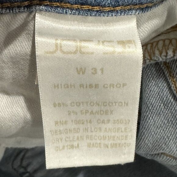 Joe's Geneva Jeans Women's 31 x 25 High Rise Crop Light Blue Denim Wash Distress - Picture 2 of 11